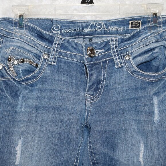 Grace in La jeans 3/25 lots of sparkle and bling! bootcut style - Picture 2 of 7